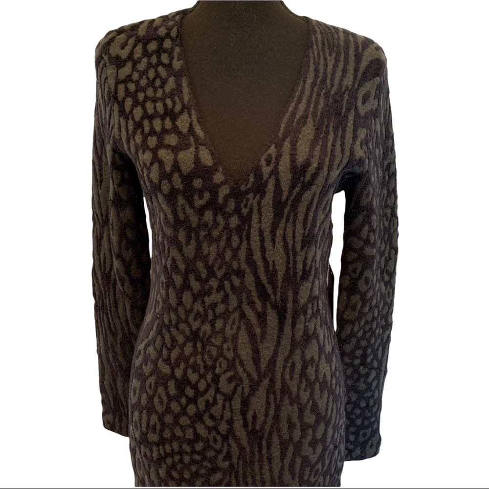 Express  Fitted Animal Print Burnout Bodycon Sweater Dress NEW